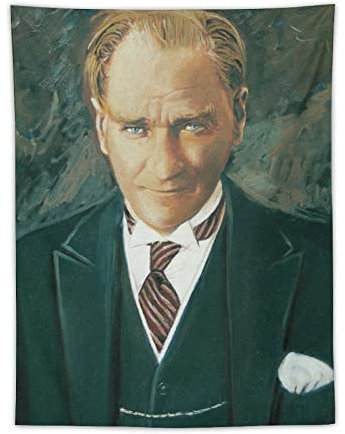 QINGRONG Mustafa Kemal Atatürk Farbe Türkei Wandteppich Zimmer Ästhetisch Polyester Malerei Schlafzimmer Wandteppiche Wohnzimmer Wände Dekorativ 76,2 x 101,6 cm