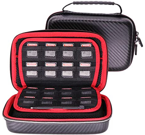 VSEER Nintendo 3DS XL/2DS XL Tragetasche – harte Schutzhülle, Schwarz/Rot