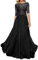 HYEC7 Women's Lace Appliques Mother of The Bride Dresses 3/4 Sleeve Long Formal Evening Dresses A Line Prom Dress Black