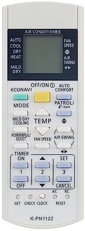 Universal Mando Aire Acondicionado Compatible con Panasonic KL-PN1128 K-PN1122 A75C2913 CWA75C2913 A75C3716 A75C3582 CWA75C3582 CS-PA18NKS CU-PA24NKS CS-A12DKA CU-PA18NKS CS-PA24NKS CU-A9DKA