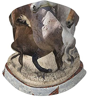 ENPAP Halsmanschette mit Vintage-Pferd-Western-Medaillenmuster, weicher Gesichtsschutz, Halswärmer, Schlauch, Halbgesichtsmaske, Schal, Sturmhaube für Outdoor-Sportarten