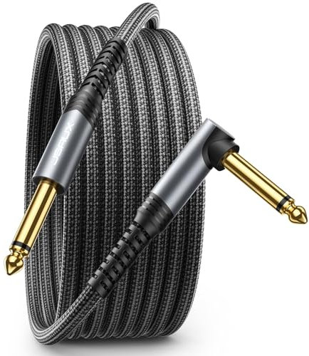 JSAUX Cable de guitarra de 6,35 mm, 2 m, compatible con guitarra eléctrica, bajo, batería, pedales, amplificadores, mezcladores, sintonizadores, altavoces, acústicos, cable jack en ángulo recto