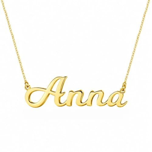 Sakrami Collana con Nome in Oro - Colore Oro Giallo 9KT Personalizzabile + Confezione regalo Personalizzata - Regalo Natale Compleanno Festa Della Mamma per Moglie Amiche Amica Anniversario