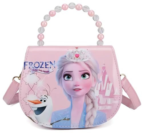 K-ONESEEYOU Elsa Tasche for Mädchen Schulter-Tasche Frozen II Eiskönigin Kinder Umhängetasche mit Elsa und Olaf (Rosa)