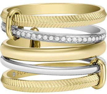 Fossil Prestack-Ring für Damen All Stacked Up Edelstahl Bicolor, JF045929989
