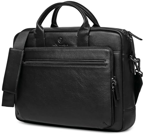 VON HEESEN Umhängetasche & Laptoptasche aus echtem Leder bis 16 Zoll - Aktentasche Herren & Damen - Luxuriöse Echtleder Arbeitstasche für Büro & Alltag