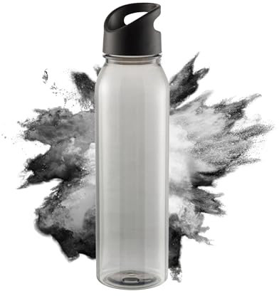 elasto PROMOTION FOR LIFE Borraccia Active 'Wave' – Bottiglia d'acqua con capacità di 650 ml – Borraccia per bambini e adulti – Robusta borraccia sportiva, colore: trasparente/nero/nero