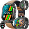Smartwatch 1,96 AMOLED Herren mit Telefonfunktion, IP68 Wasserdicht Sportuhr mit 100+ Sportmodi, Blutdruckmessung, SpO2, Herzfrequenz, Schrittzähler, Militärische Fitnessuhr für iOS Android (Schwarz)