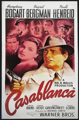 KUSTOM ART Bild Serie Poster aus Filmen von Casablanca mit Humprey Bogart und Ingrid Bergman, Druck auf Holz, 30 x 21 cm.