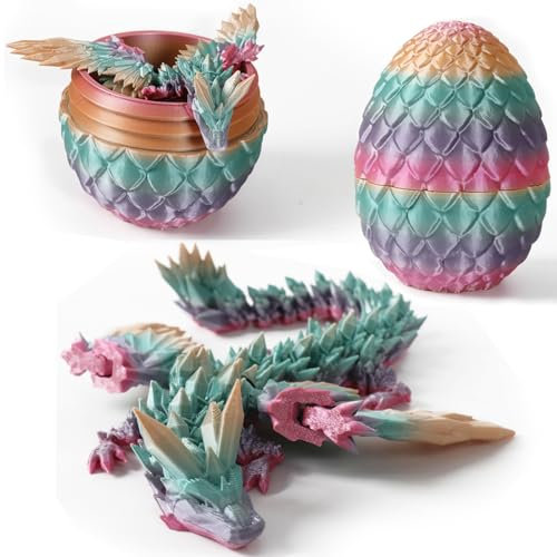 3D Gedrucktes Drachenei Beweglicher Drache Dracheneier mit Drachen im Inneren Drachenei Spielzeug Kristalldrachenspielzeug Drachenspielzeug für Kinder, Jungen und Mädchen