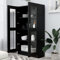 Homgoday Vitrine en verre avec 4 compartiments 2 portes, vitrine de salon, buffet, salle à manger, buffet cuisine en bois ingénierie noire 82,5 x 30,5 x 150 cm