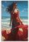 AEMYSKA Wandkunst Frau am Strand für Wohnzimmer, modernes blaues Meer, schöne Frau Gemälde auf Leinwand, Wandkunst, Poster für Heimdekoration, Wanddekoration