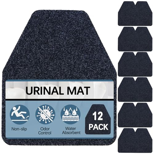 Basima Urinalmatten für Herren, Badezimmer, 12 Stück, waschbar, Masse, Gummi, Urinal-Bodenmatten für Toilette, kommerzielle Zwecke, rutschfeste Einweg-Urinal-Pads für Herrenzimmer, 44,5 x 52,1 cm,