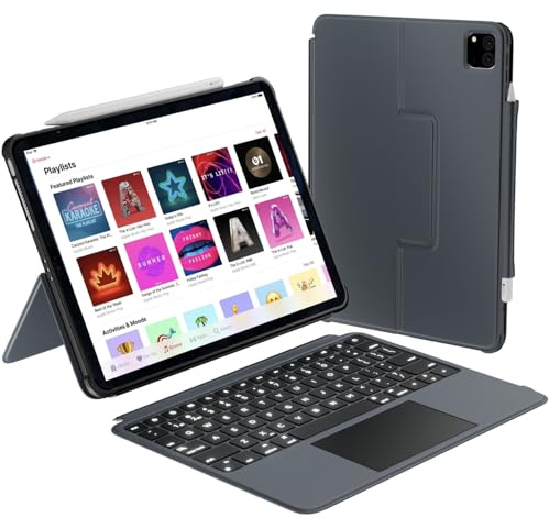 Macally iPad Air 13 Inch Case Keyboard (M2, 2024) | iPad Pro 12.9 Keyboard Case (5/6th Gen) Detachable Backlit Keyboard with Large Trackpad, Multi-View Stand, Pencil Holder