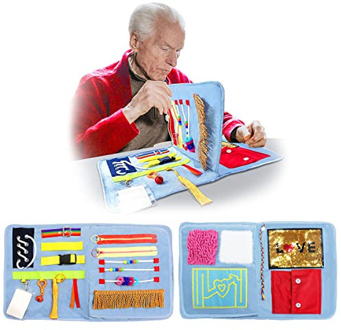 Fidget-Decke für Erwachsene mit Demenz, 52 * 31cm(2 Pages), Demenz-Aktivitäten für Senioren, Alzheimer- und Demenz-Therapiehilfe, beschäftigte Decke, Angstlinderung, sensorische Stimulation
