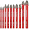 FOCSTOL Masonry Drill Bits Set - 10pcs Carbide Drill Bits Set with Triangle Shank for Wood Plastic Foam Tiles Softer Materials (5mm*2+6mm*4+8mm*2+10mm+12mm)