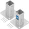 KOTARBAU® 2er Set Aufschraubhülse 50 x 50 mm Vierkantholzpfosten Pfosten Bodenhülse Zaunträger Hülse Bodenplatte Pfostenträger aufschrauben Anker Feuerverzinkt