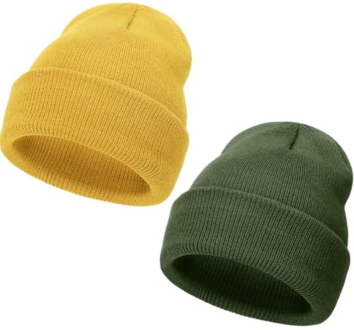 DRESHOW Winter Mütze Damen Beanie Mütze Herren Strick Beanie Unisex Slouchy Beanie Weich Warme Mütze 2 Stück