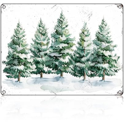 macago Vintage-Blechschild Merry Christmas, Retro, niedliches Metallschild, Bergwald, Winter, Wanddekoration, lustiges Blechschild, Café, Geschäft, Garage, Wanddekoration, Zuhause, 30,5 x 40,6 cm