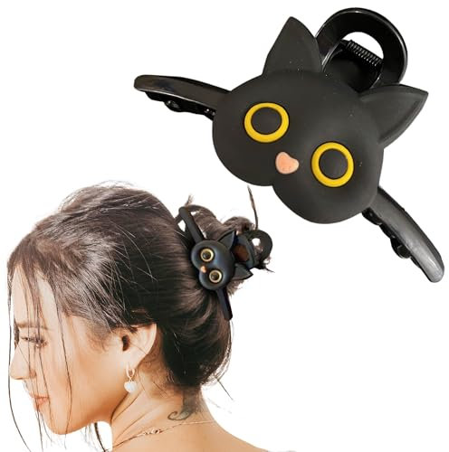 Pinces à Cheveux en Forme de Chat, Noir et Blanc (Noir)