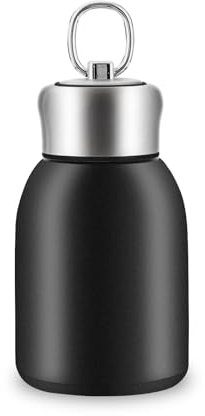 Boziee Termo pequeño de acero inoxidable 280ML, sin BPA, termo portátil para bebidas calientes y frías (negro)