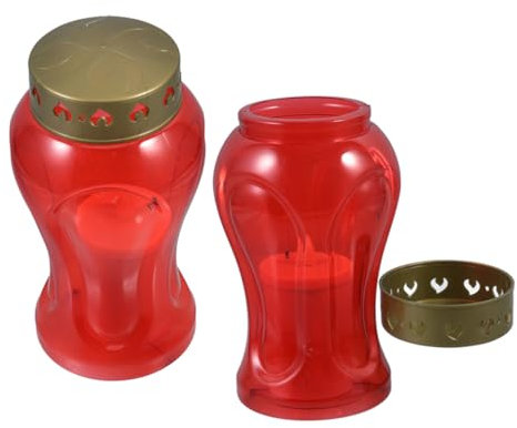 BESPORTBLE 2 Piezas Vela Electronica Rasgar Velas De Lápida Linterna De Vela Del Cementerio Linterna De Recuerdo Linterna De Vela Conmemorativa Candelabro Europeo Rojo Perla De La Lámpara Led