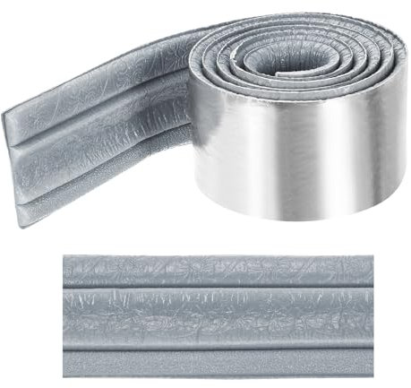 sourcing map 3D Wall Edging Self-Adhesive 90x3.4 Flexible Peel and Stick Molding Trim for Wall Mirror Door Wardrobe Gap Sealing Frame Lines, Silver Tone