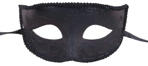 Bvxchg Maskerade Maske Flache Blume Party Masken Mardi Gras Maske für Männer und Frauen (schwarz)