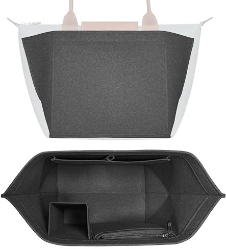 HomeGadget Organisateur de Sac à Main pour Longchamp Taille L - Organiseur Le Pliage pour Shopper - Organizer pour Femme en Feutre - Gris Foncé