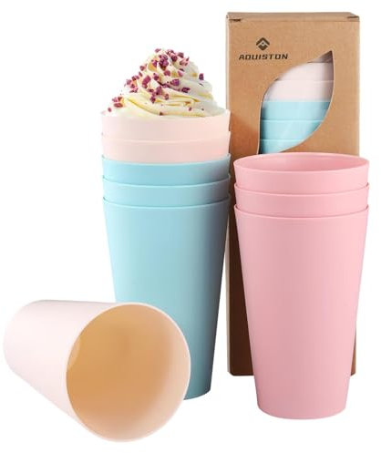 Bailonda becher kinder, becher hartplastik,camping becher, plastikbecher kinder, 430 ml unzerbrechliche Trinkbecher, 9 er wiederverwendbare Cola-Becher, Trinkbecher für Kinder und Erwachsene