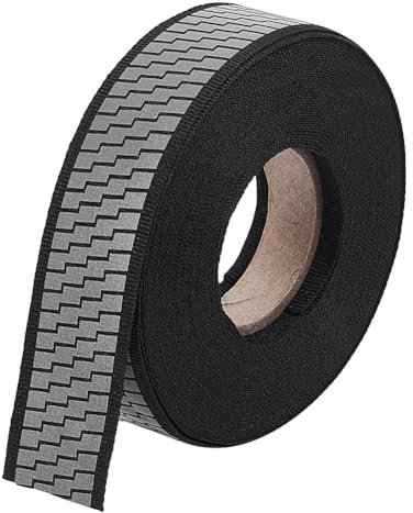 BENECREAT 10 m/10,94 Yards silbernes Reflektorband zum Aufnähen mit Leiterdruck, 25 mm breites schwarzes reflektierendes Polyesterband, gut sichtbares Reflektorband für Kleidung, Regenmäntel, Jacken