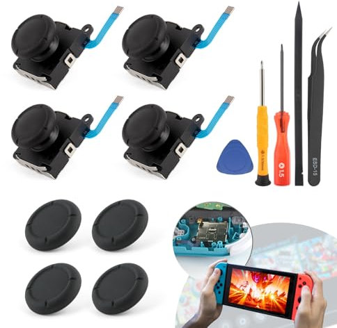 RongZy 4 Stück JoySticks für Nintendo Switch 3D Analoge Joystick für Nintendo Switch Lite/Switch OLED Stick Thumbstick für Joy-Con Controller Reparatur Kit Ersatz Displace