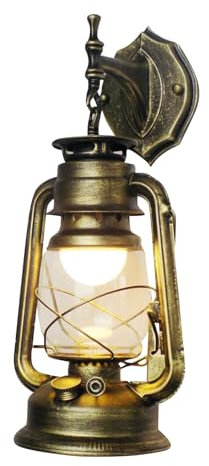 CHIMHOON Wandleuchte, Retro Antik Vintage Laterne Lampe, Außen Garten Leuchte, Wandlampe, Außen Antik Nostalgisch Rustikal Laterne Lamp, für Flure Treppenhäuser Restaurants (Bronze)
