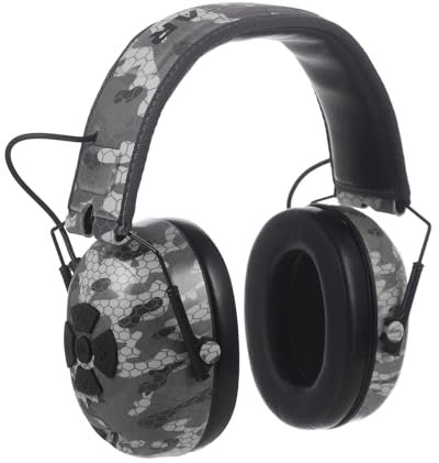 PROTEAR Orejeras Bluetooth con micrófono, protección auditiva inalámbrica con cancelación de ruido para cortar césped, carpintería, hojas burbujas, SNR 30dB, Camuflaje Gris, Talla única