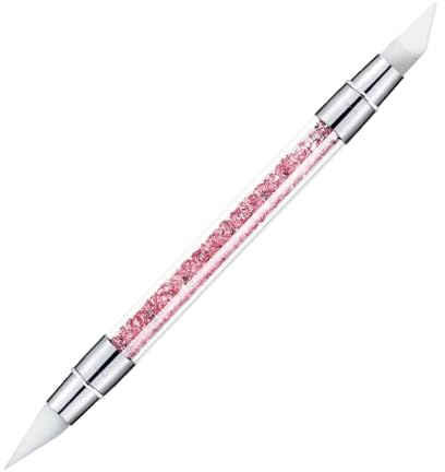 Pennello per unghie in silicone per intaglio in gel pennello per modellare in silicone con strass e testa in silicone per salone strumento doppia testa per manicure