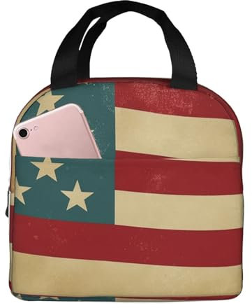 NBCCDVSH Isolierte Lunchtasche, Vintage, amerikanische Flagge, Lunchbox für Damen und Herren, wiederverwendbar, auslaufsicher, Kühltasche für Picknick, Arbeit