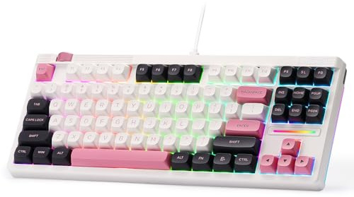 Redragon K729 80% Wired Gasket RGB Gaming Keyboard, 87 Keys TKL Mechanical Keyboard w/Knob Control, Mix-Color PBT Keycaps, Hot-Swap South-Facing Socket & 5-Layer Dampener, Custom Linear Switch