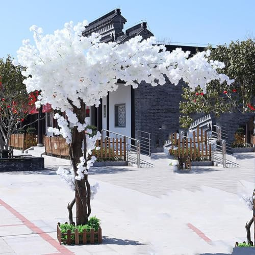 Japanischer KüNstlicher KirschblüTenbaum Wunschbaum Innendekoration GroßEr Kirschbaum FüR Zuhause,Hochzeit,Party,Garten,BüRo Dekoration,KüNstliche GroßE Pflanze,Weiß,1.8 * 1.5M/70 * 59in