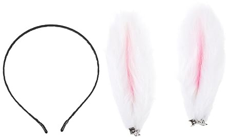 Plüsch Hasenohren Kopfschmuck Weiß aus Stoff, 1 Stück