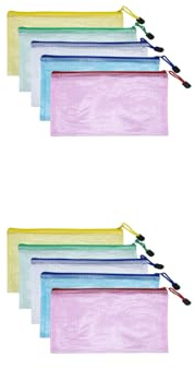 Tutuxio Dokumententasche A6, 10 Stück Reißverschluss Tasche, Mesh Beutel mit Reißverschluss, Mesh Plastik Reißverschlusstasche für Dokumente, Kosmetik, Reisezubehör