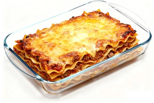 Rectangular Glass Lasagne Dish, 1.6L, Tempered Glass, Casserole Baking Dishes Oven Proof
