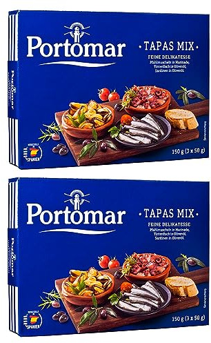 Portomar | Tapas-Mix | 3 Sorten | ohne Zusatzstoffe & künstliche Aromen | 6 x 50g