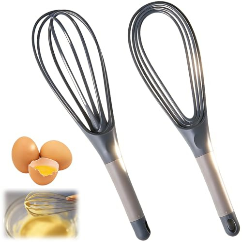 2PCS Balloon Whisks, Hand Whisk, Small Whisks for Cooking Rotatable Whisk for Mixing Used for Beating Eggs Butter Flour Salad Stirring and Frothing 11.4x3inch