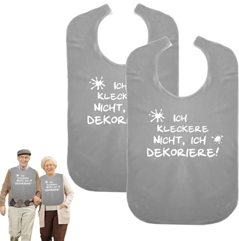 KEORHEZ 2 Stück Lätzchen Für Erwachsene,Wasserdicht Latz Für Erwachsene,Klettverschluss Erwachsenen Lätzchen,Waschbar Und Wiederverwendbar,Geeignet Für Ältere Und Behinderte Menschen