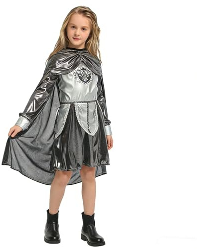 Robe élégante de fête pour enfants filles garçons - Tenue cosplay cour princesse fantaisie magnifique charmante classique déguisement cérémonie baptême anniversaire mariage soirée (White, 7-10 Years)