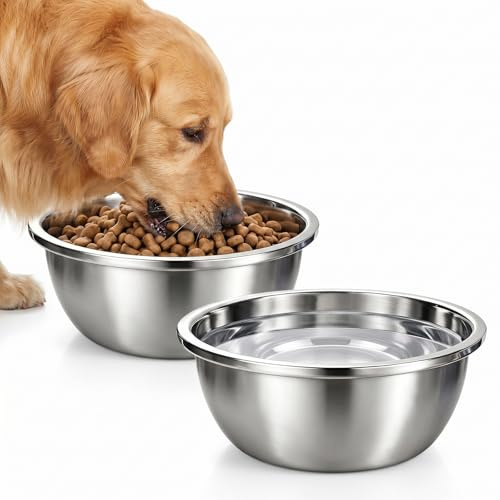 2 Pack Large Dog Bowls, 4.9L Extr Pet Water Bowl Stainless Steel Dog Food Bowl for Large Dogs