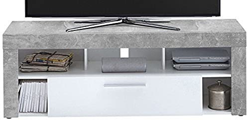 FMD Möbel, 271-001 Vibio 1 Lowboard, Spanplatte, Beton LA/Weiß, Maße 150.0 x 52.8 x 40.0 cm (BHT)