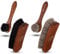 Langlauf Schuhbedarf Kit d'entretien des chaussures en crin de cheval - Manche en bois de hêtre laqué - Brosse en crin de cheval pour cuir lisse - 2 brosses brillantes et 2 brosses creuses - Fabriqué