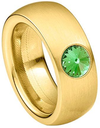 Heideman Ring Damen Coma vergoldet Edelstahl mit Zirkonia weiß | Coma Statement-Ring Gold, Edelstahl, breiter matter Bandring mit Rivoli-Kristall, Damenring, nickelfrei, Geschenk