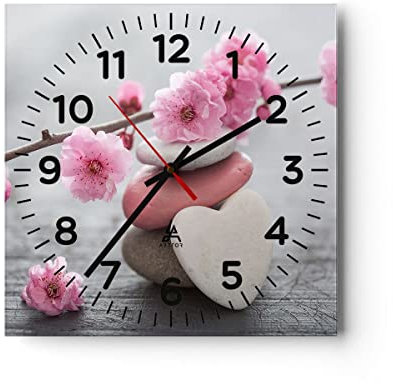 Modern Wanduhr Yoga weiblich Blume Gesundheit 40x40cm Quadrat Groß Wand Uhr Glas Analog Zimmeruhren Küche Büro Wohnzimmer Glasuhr Wall Clock Dekoration Design Wanddekoration Küchenuhr C4AC40x40-3178